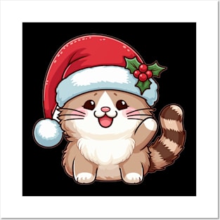 Ragdoll Cat Wearing Santa Hat Merry Christmas Posters and Art